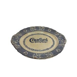 Antique Blue Transferware Crawford Cooking Ranges Advertising Platter. (AS IS)